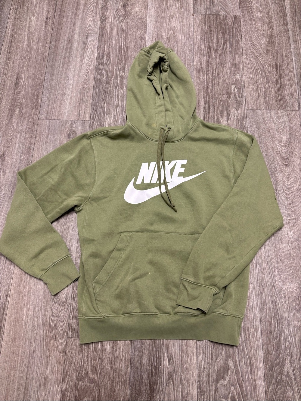 Nike Sportswear Olive Green Fleece Pullover Hoodie Size Small
